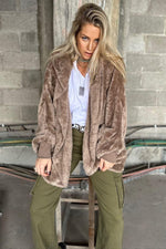 Fleece coat with hat