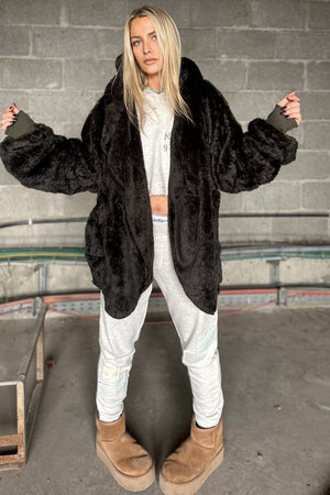 Fleece coat with hat