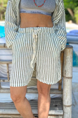 E stripe short olive