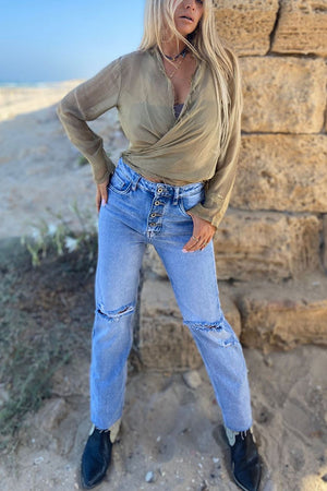 D  cotton buttons denim