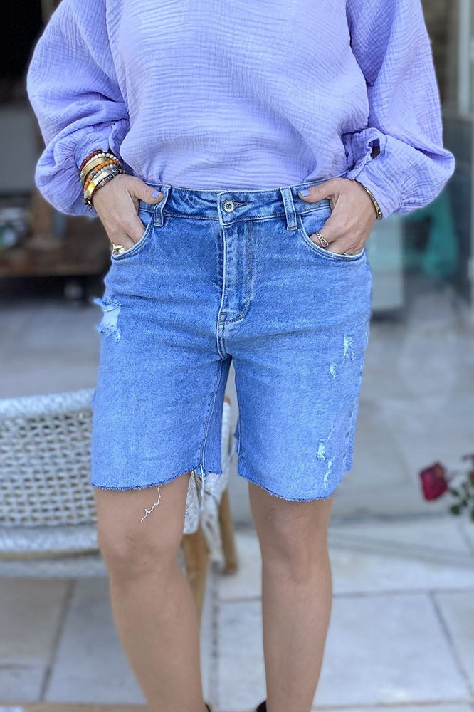 New rip denim short
