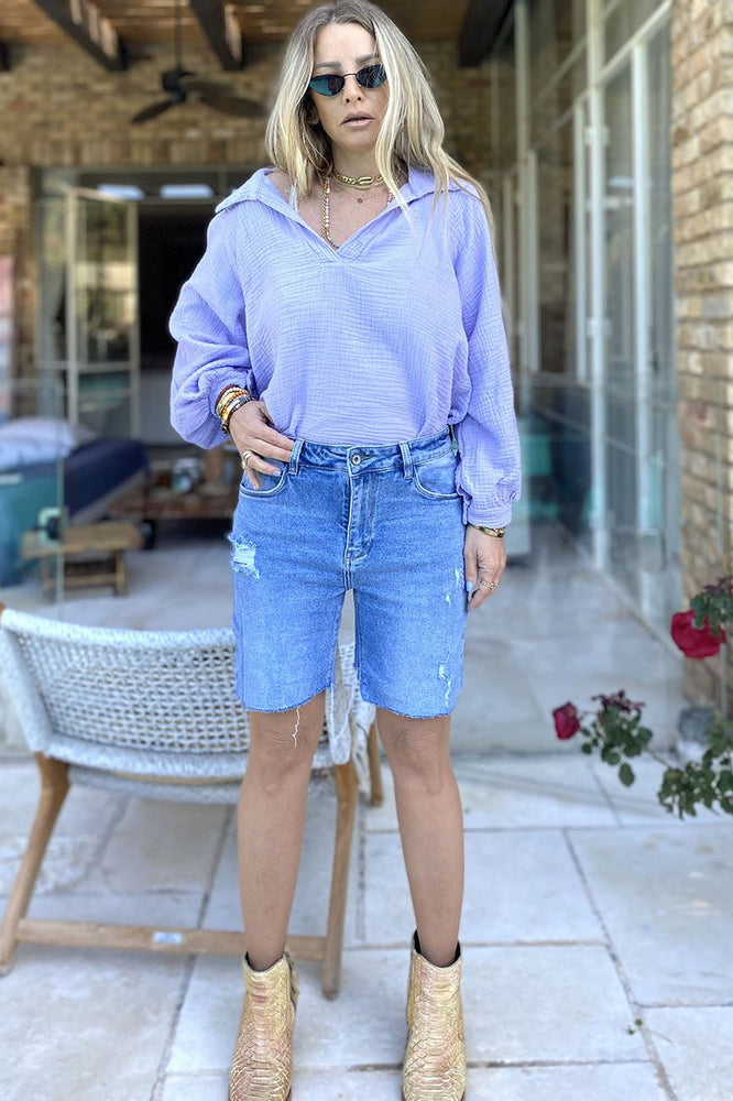 New rip denim short